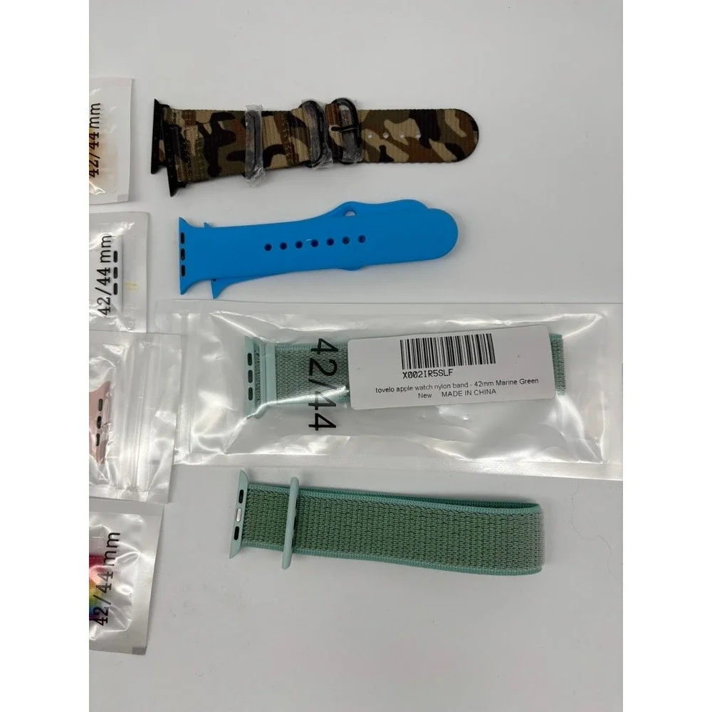 New Watch Bands 42/44mm Multicolor Nylon Silicone Camo Sport Lot 8pc